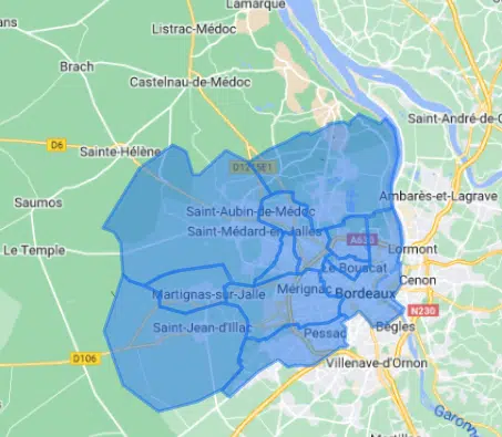 Zone d'intervention Ere-Bois : Charpente et Couverture en Gironde et Médoc